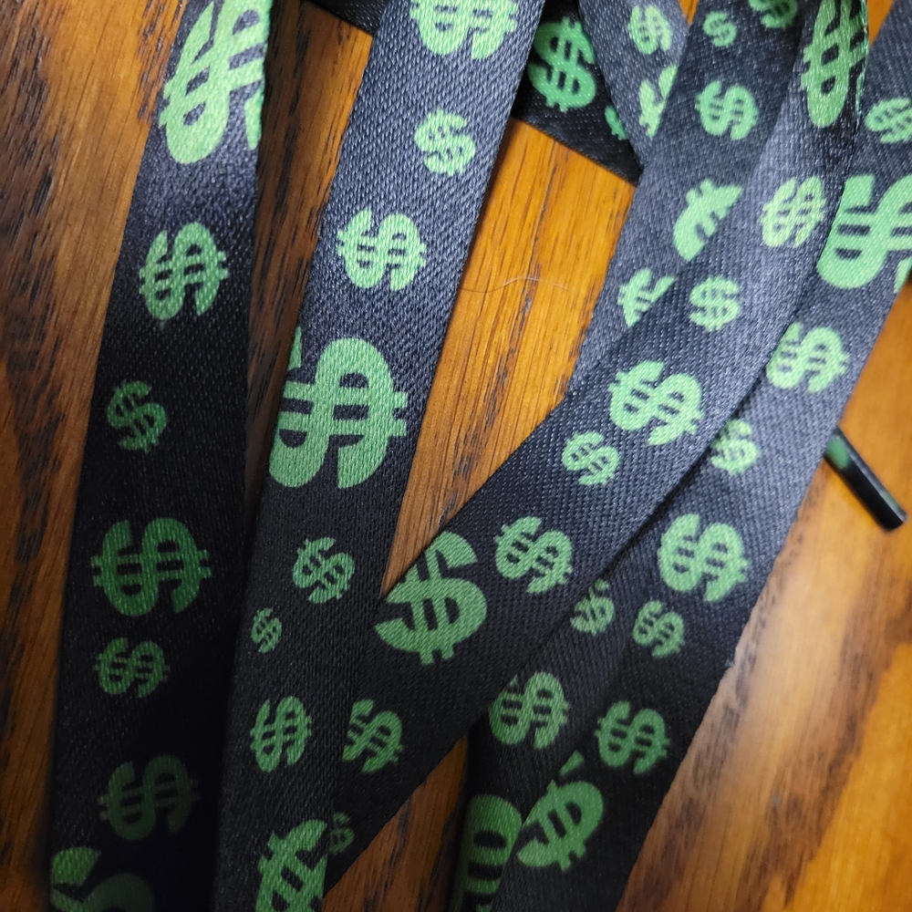 Black and Green Dollar Sign Shoelaces